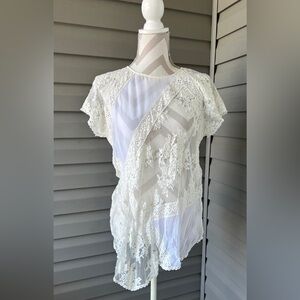 Karen Kane Cream Lace Blouse Top Sz S